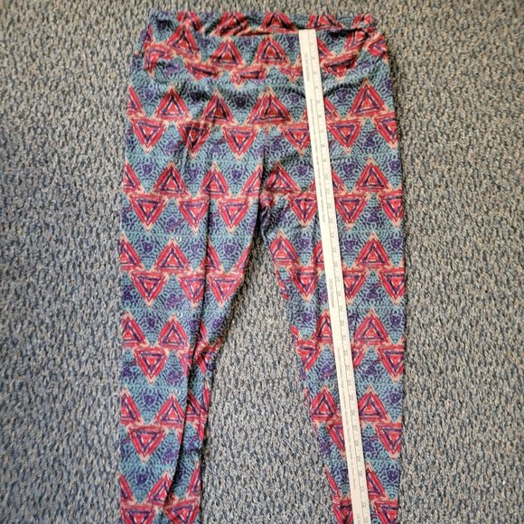 Tall and Curvy LuLaRoe Sage Green and Red Geometric Buttery Soft Leggings XXL - Picture 3 of 16